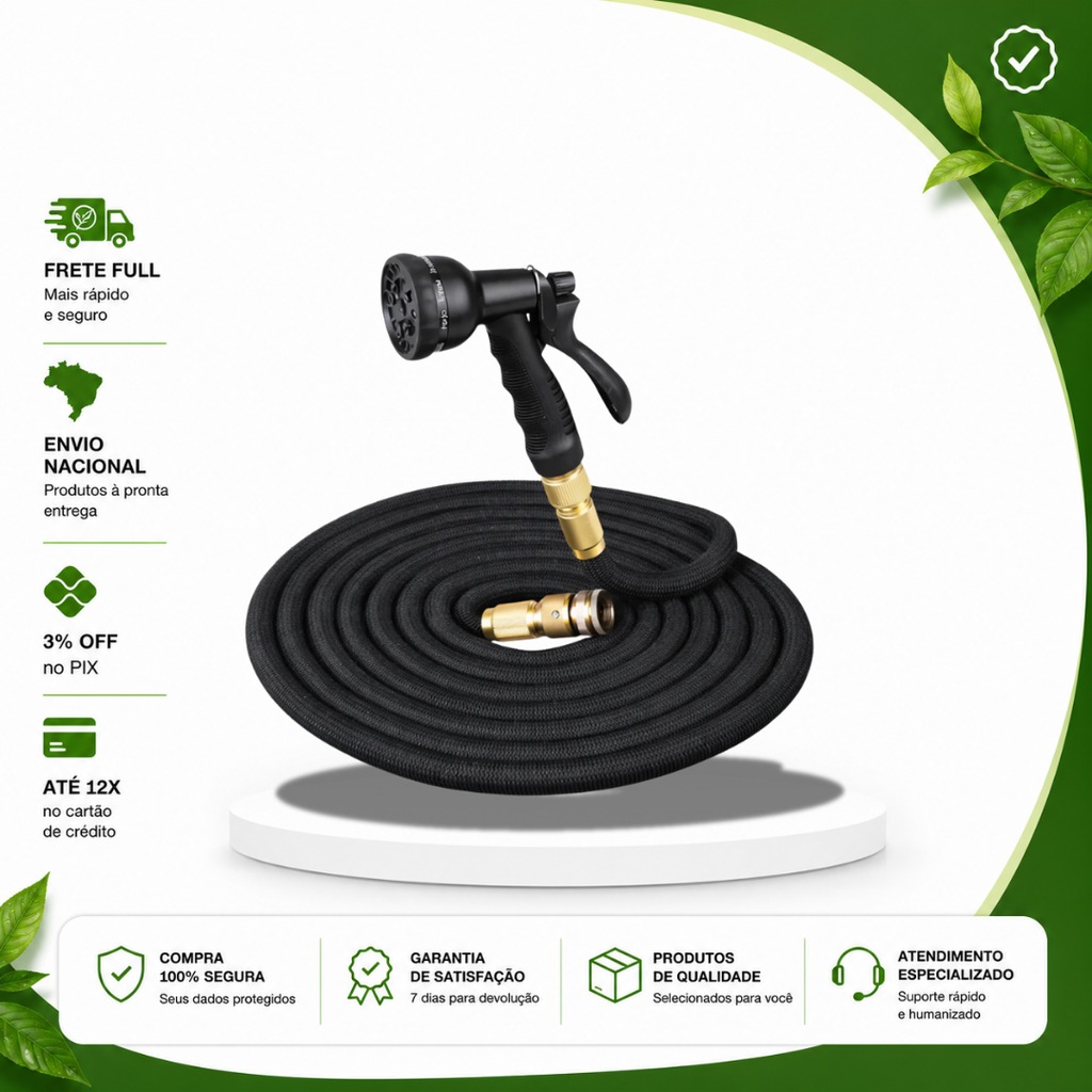 AquaFlex Pro™ – Mangueira Expansível Inteligente de Alta Pressão