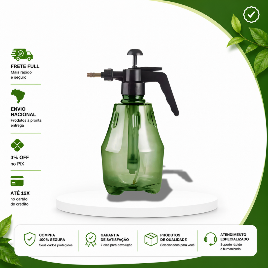 Pulverizador Manual Com Pressão 1 Litro Limpeza Jardim Lava Carro Moto