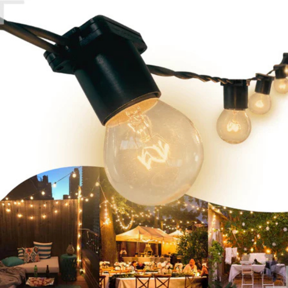 Varal Luzes Lâmpada Amarela Incandescente 15w Luz Externa Jardim