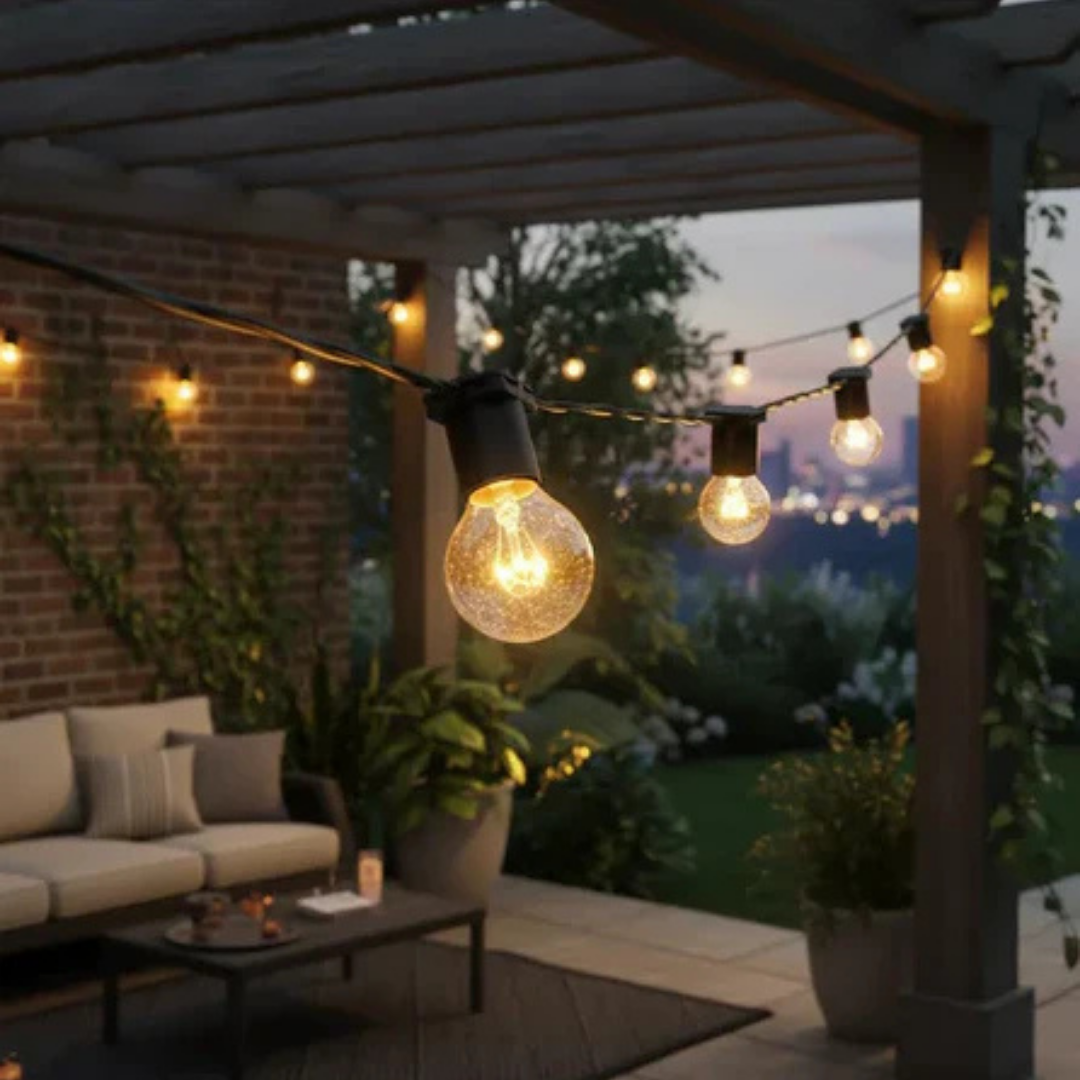 Varal Luzes Lâmpada Amarela Incandescente 15w Luz Externa Jardim