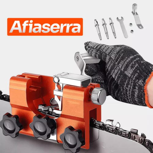 AfiaSerra Pro™ - Afiador Profissional para Motosserra + BRINDE HOJE: Luvas de Proteção GRÁTIS