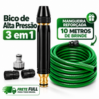 Bico de Alta Pressão 3 em 1 para Mangueira + BRINDE HOJE: Mangueira Reforçada de 10M