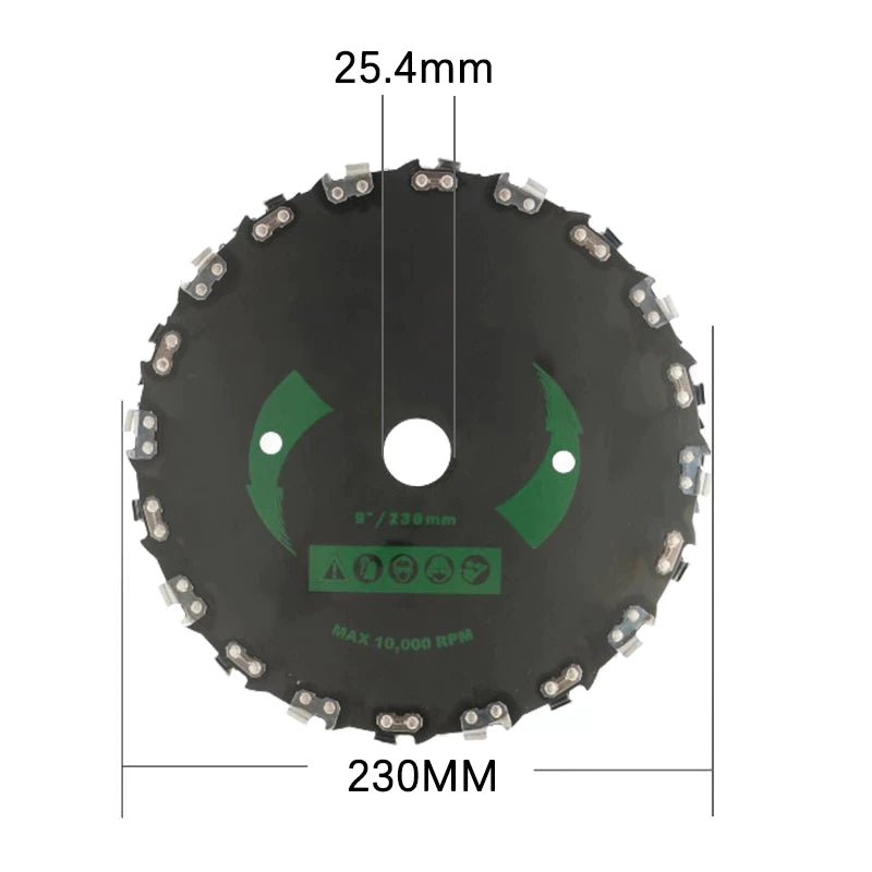 Disco Para Roçadeira Com Dentes De Corrente Motosserra - Corta Muito eficiente e durável sem ferrugem