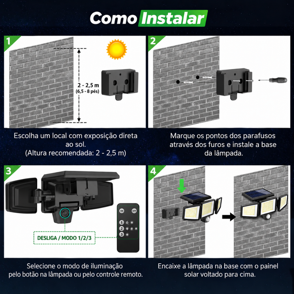 Refletor Solar LumenPro™ com 210 LEDs e À Prova D'água IP65 - POR TEMPO LIMITADO🔥