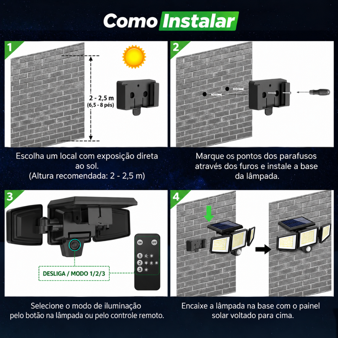 Refletor Solar LumenPro™ com 210 LEDs e À Prova D'água IP65 - POR TEMPO LIMITADO🔥