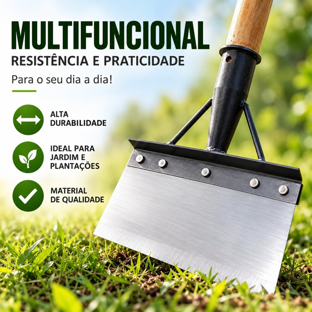 Pá de Capina e Limpeza em Aço Manganês + BRINDE HOJE: Kit Proteção com Óculos e Luva Profissional🔥