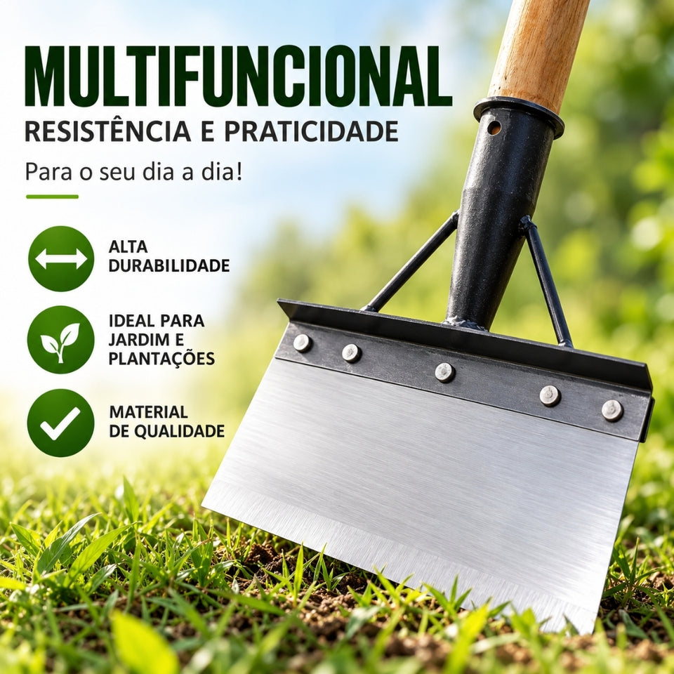 Pá de Capina e Limpeza em Aço Manganês + BRINDE HOJE: Kit Proteção com Óculos e Luva Profissional🔥
