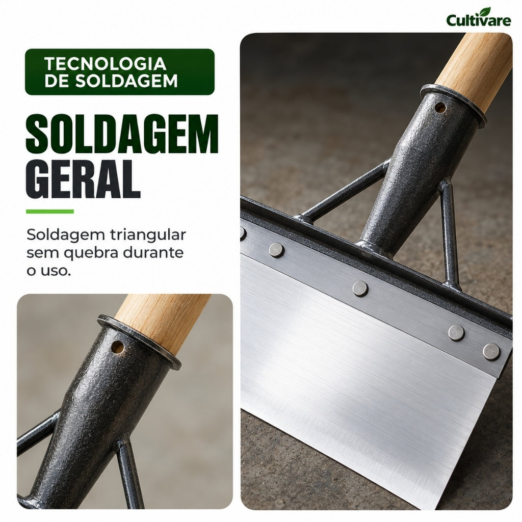 Pá de Capina e Limpeza em Aço Manganês + BRINDE HOJE: Kit Proteção com Óculos e Luva Profissional🔥
