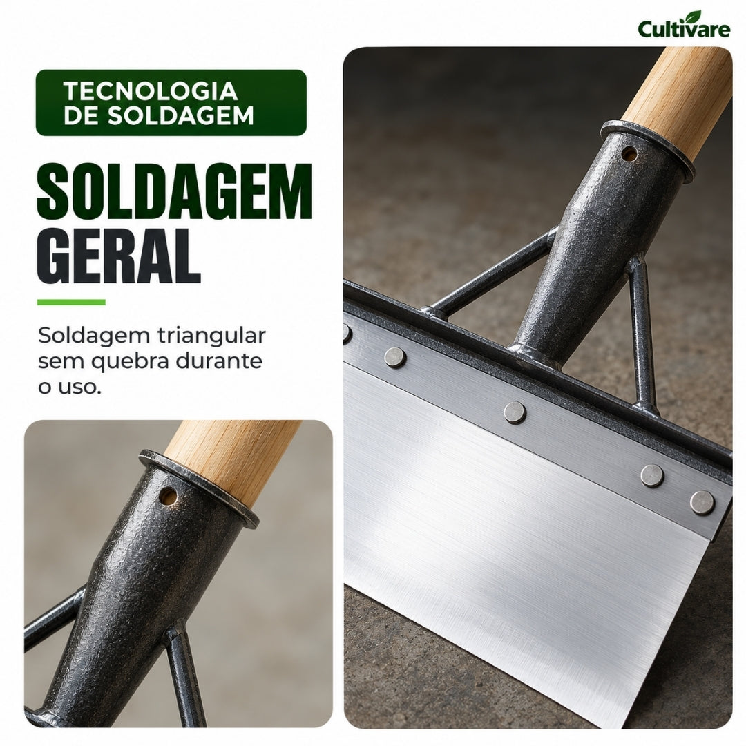 Pá de Capina e Limpeza em Aço Manganês + BRINDE HOJE: Kit Proteção com Óculos e Luva Profissional🔥